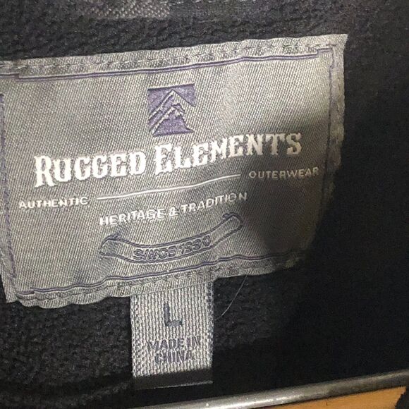 Rugged Elements Flannel Shirt Jacket L Gray Burgundy Plaid Lined Authentic Outer - Picture 6 of 7